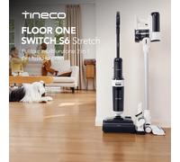 Tineco Floor ONE Switch S6 Stretch Aspirapolvere Lavapavimenti, Multifunzione, Lay-Flat, Anti-Tangle Design,Autopulente,65 minuti di auto, Pulizia a Doppio Bordo, Ideale per tutta la casa