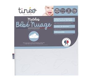 Tinéo - Materasso per bambini, 60 x 120 x 10 cm, adatto alla crescita e alle esigenze del bambino, sfoderabile, prodotto in Francia