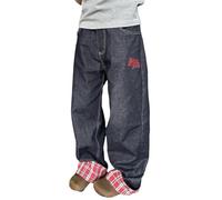 tinetill Larghi Jeans Donna Y2K Harajuku Jean Lettera Stampa Denim Pantaloni Gamba Dritta Vintage Hip Hop Jeans Pantaloni Casual con Tasche Jeans Casual Allentati E-Girl Streetwear