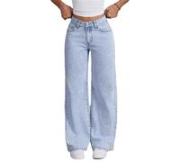 tinetill Pantaloni Cargo Donna Jeans Larghi Pantaloni Casual Y2K Pantaloni a Gamba Larga Pantaloni Denim Dritti Vintage Pantaloni Jeans Svasati Stella con Tasca Anni '90 E-Girl Streetwear
