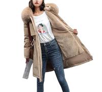 tinetill Piumino Invernale da Donna Cappotto con Cappuccio in Pelliccia Sintetica Giacca Lunga Trapuntata Piumino Foderato in Pile Calda Giacca Invernale Soffice Parka Antivento