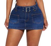 tinetill Y2K Gonna di Jeans Gonna a Pieghe da Donna Minigonna a Vita Alta Jean Gonna di Jeans a Trapezio Gonna Estiva Gonne Corte Vintage di Jeans Casual Club Cargo Punk Gotico