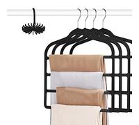 Tinfol Appendiabiti in velluto salvaspazio per pantaloni, confezione da 4 grucce in velluto nero senza silp, multi livello ultra sottile per pantaloni, guardaroba, pantaloni multifuncional