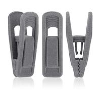 Tinfol Confezione da 24 grucce in velluto grigio, clip per pantaloni, clip floccate con dita forti, perfette per l'uso con grucce sottili in velluto