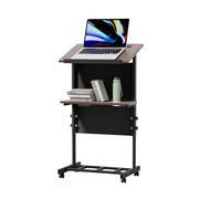 TinFrey Leggio e Podi Mobile Pieghevole Pulpito Conferenze Regolabile 103-124 cm Podio per Conferenze con 4 Ruote e Piano Inclinabile Leggio per Laptop, Chiesa, Aula, Conferenza