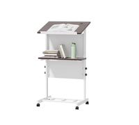 TinFrey Leggio e Podi Mobile Pieghevole Pulpito Conferenze Regolabile 103-124 cm Podio per Conferenze con 4 Ruote e Piano Inclinabile Leggio per Laptop, Chiesa, Aula, Conferenza