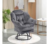 TinFrey Poltrona Girevole 360° - Sedia Relax XXL in Ecopelle Morbida con Struttura Acciaio, Portata 227 kg (500 lbs), Montaggio Facile, Poltrona per Salone/Ufficio/Lettura, Design Moderno e Comodo