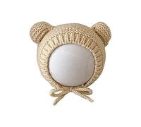 TINGB Cappello a Cuffia con paraorecchie per Bambini con Orsetto Carino per Ragazze dei Ragazzi Berretto in Maglia Morbida Cappello per Cofano Invernale per Bambini per attività all'aperto