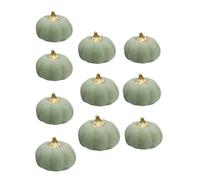 TingHaoO 10 zucche artificiali in schiuma verde, decorazione autunnale per la raccolta della cucina, decorazione per Halloween, Ringraziamento, raccolta artificiale