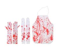 TingHaoO 2 pz/3 pezzi/4 pz donne ragazze tovaglia insanguinata con grembiule, calze e guanti costume festival per cosplay spettacoli per uomini per bambini per donne grembiuli per Halloween