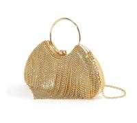 TingHaoO Borsa a tracolla da donna con catena e nappe, borsa da sera con strass, banchetto, matrimonio, per feste, banchetti, nappe, catena a tracolla con strass, da sera, Oro, One Size