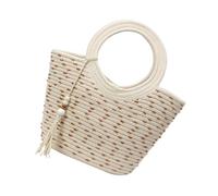 TingHaoO Borsa a tracolla in paglia intrecciata creativa borsa leggera traspirante borse da spiaggia vacanze spaziosa borsa per spostamenti quotidiani elegante borsa per vacanze al mare, Beige, One