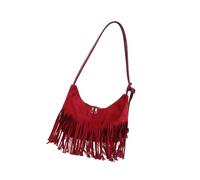 TingHaoO Borsa a tracolla retrò per le donne nappe Borsa a tracolla Ascella Trendy Ascella Grande Capacità Pendolarismo Donne Spalla alla moda Retro Ascelle Nappe Crossbody Per Quotidiano, Rosso, One