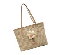 TingHaoO Borsa da spiaggia da donna a spalla in paglia con cerniera grande capacità ascella vacanza femminile borsa elegante per viaggio donna spiaggia paglia vacanza grande capacità borsa alla moda a