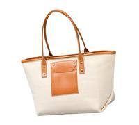 TingHaoO Borsa da spiaggia di grande capacità borsa moda PU Trim borse a tracolla doppia maniglia palestra shopping per donne e ragazze spalla per spiaggia, bianco, One Size