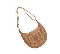 TingHaoO Borsa da spiaggia in paglia da donna borsa messaggeri fatta a mano semplice tracolla in tessuto vacanza per viaggi quotidiani donna tracolla in paglia spiaggia moda spalla fatta a mano