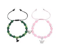 TingHaoO Braccialetti/collana con perline di vetro artistiche, con chiusura a catena, facili da indossare, per coppie, gioielli in vetro, Misura unica, come descritto