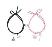 TingHaoO Braccialetti/collana con perline di vetro artistiche, con chiusura a catena, facili da indossare, per coppie, gioielli in vetro, Misura unica, come descritto