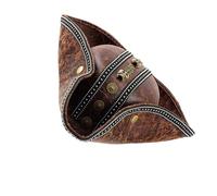 TingHaoO Cappello da pirata in pelle PU in stile punk goffrato, accessori perfetti per eventi fantasy e abbigliamento quotidiano cappello in poliuretano