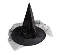 TingHaoO Cappello da strega a cono curvo da donna, accessorio per costume da donna per cappello da strega a punta per cappelli da festa di Halloween