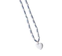 TingHaoO Collana con perline colorate, lunghezza regolabile, ciondolo a forma di cuore, in resina, per un look alla moda, fatto a mano, Misura unica, come descritto, come descritto