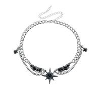 TingHaoO Collana creativa con ciondolo a forma di ala di stella, in lega leggera, ideale per l'uso quotidiano o per occasioni speciali, gioiello leggero con catena ad ali, Misura unica, come descritto