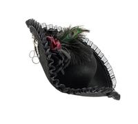 TingHaoO Coloniale Gentiluomo Pirata Cappello Pizzo Fiore Piuma Punk Tricorno Cappello Comodo Indossare Per Adulti Occasione A Tema Storico Costume Accessorio