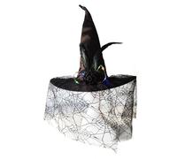 TingHaoO Cosplay Props Witch Hat Spiderweb Net Wizard All Age Halloween Party Gioco di ruolo Strega Cloche Copricapo Costume Cosplay Cappello Mago