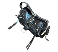 TingHaoO Elegante borsa a tracolla in pelle PU con borchie Decors borse ascellare casual borsa ascellare per pendolarismo e shopping borsa da donna