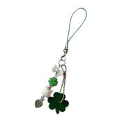 TingHaoO Elegante portachiavi in resina con un dolce quadrifoglio e conigli, elegante catena per telefono per uso quotidiano dolce compagno di viaggio, Verde scuro, Taglia unica