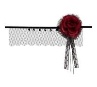 TingHaoO Fascia per capelli punk con rose per cosplay, feste, mezza fascia per il viso, fascia per capelli da ballo, elegante copricapo da sera