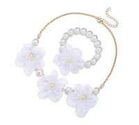 TingHaoO Imitazione Perle Gioielli Set Collana Ciondolo Perline Fiore Bambini Decorare Outfit Gioielli Perline Bambini Fiore Perle E