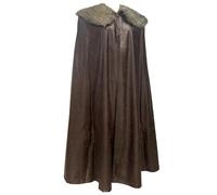TingHaoO Mantello classico a tema medievale con caldo colletto in pelliccia sintetica per feste di Halloween e occasioni a tema vestire fornitura mantello medievale, Marrone scuro, M