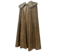 TingHaoO Mantello classico a tema medievale con caldo colletto in pelliccia sintetica per feste di Halloween e occasioni a tema vestire fornitura mantello medievale, Marrone chiaro, S