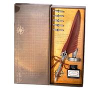 TingHaoO Penna stilografica retrò con penna stilografica con calamaio ricaricabile e pennino in 5 misure, set regalo per principianti della scrittura a mano sostituibile