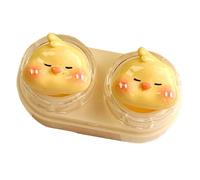 TingHaoO Pratico set di contenitori per lenti con design scorrevole e a prova di perdite, custodia per lenti con strumento di rimozione delle lenti da viaggio, Giallo