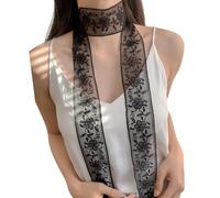 TingHaoO Sciarpe alla moda stampate alla moda leggera della sciarpa delicata del merletto per il pizzo molle di occasione speciale, Nero , Taglia unica