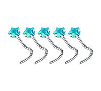 TingHaoO Set di 5 piercing per naso in lega robusta con borchie a forma di L e cerchi con design CZ accessorio per un look elegante CZ naso pin, SS, come descritto, come descritto