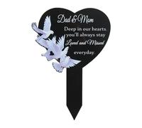 TingHaoO Targhe commemorative per cimitero, a forma di cuore, ricordo, in acrilico, decorazione per la famiglia, resistente alle intemperie, per commemorare la tomba della famiglia, decorazione da