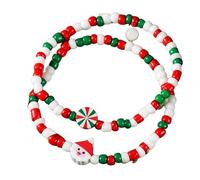 TingHaoO Vacanze a tema argilla morbida Babbo Natale pupazzo di neve Bead 3 stili opzione gioielli fatti a mano stretch catena leggera regolabile Natale, Misura unica, come descritto