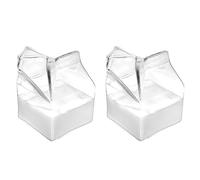 TINGJUNN Set di 2 bicchieri da cocktail quadrati in vetro trasparente, a forma di cartone, adatti per latte, caffè, acqua, succhi di frutta e altre bevande, materiale resistente al calore, 350 ml