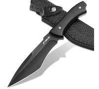 Tingling Coltello da Esterno a Lama Fissa Nero : Coltello da Bushcraft con Fodera