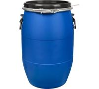 TINGMIAN Barili d'acqua grande contenitore di stoccaggio aperto in plastica blu, con anello di confine del coperchio, adatto per alimenti, contenitore industriale ermetico di stoccaggio (200L)
