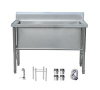 TINGMIAN Lavandino da ristorante con vasca singola grande, autoportante, in acciaio inox, con rubinetto dell'acqua, per cucina e garage (60 cm)