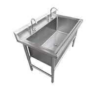 TINGMIAN Lavello a vasca singola in acciaio inox autoportante, 80 cm, 100 cm, 120 cm, per uso commerciale, ristorante, cucina, set con rubinetto (120 cm)