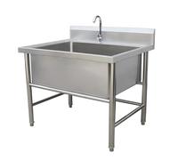 TINGMIAN Lavello autoportante in acciaio inox, grande vasca singola con kit di scarico, per ristorante, cucina, ristorante, lavanderia, garage (120 cm)