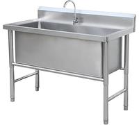 TINGMIAN Lavello Cucina Commerciale Indipendente Una Vasca, Lavello Industriale Acciaio Inossidabile Con Kit Scarico for Ristoranti, Bar E Garage(100cm/39.4in)