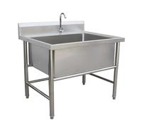 TINGMIAN Lavello da cucina a vasca singola in acciaio inox con canalina per lavaggio a mano con kit di scarico e rubinetto (80 cm)