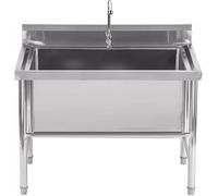 TINGMIAN Lavello Indipendente Acciaio Inossidabile con Una Vasca, Lavello Cucina Ristoranti Commerciali Rubinetto, Lavabo Preparazione E Lavaggio Servizio for Bar, Bar Hotel(80cm)