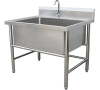 TINGMIAN Lavello Indipendente Vasca Singola Grandi Dimensioni, Lavello Cucina Commerciale Acciaio Inossidabile Con Kit Scarico for Ristorante, Lavanderia, Garage(100cm/39.4in)